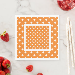 Serviette En Papier Serviettes orange à pois blancs