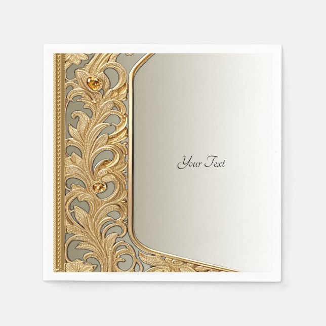 Serviette En Papier Serviettes ornées d'or moderne (Devant)