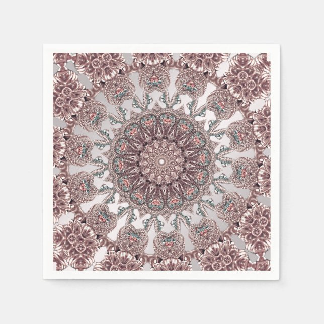 Serviette En Papier Serviettes ornementales roses (Devant)