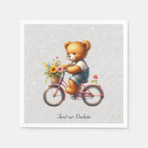 Serviette En Papier Serviettes Ours à Bicyclette Floral