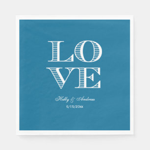 Serviette En Papier Serviettes Paon Bleu, Amour Blanc