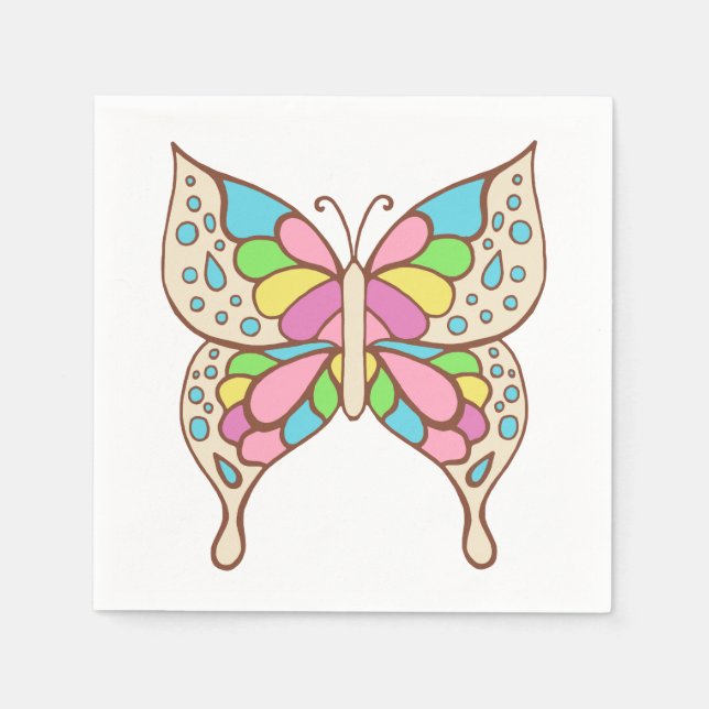 Serviette En Papier Serviettes Papillon Pastel (Devant)