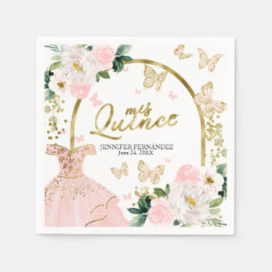 Serviette En Papier Serviettes Papillon pour Quinceañera Robe Florale