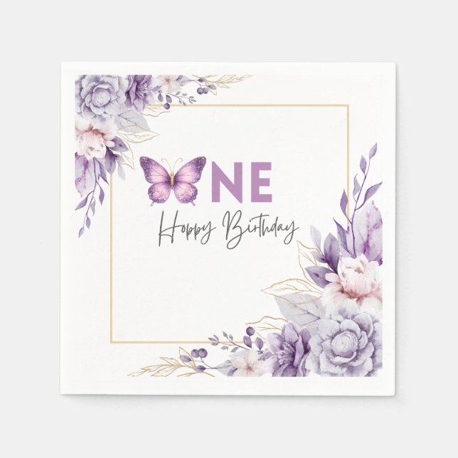 Serviette En Papier Serviettes Papillon pour un Anniversaire (Devant)