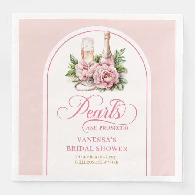 Serviette En Papier Serviettes perles et prosecco élégantes modifiable (Devant)