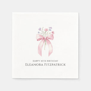 Serviette En Papier Serviettes personnalisées 40e anniversaire Fleur s