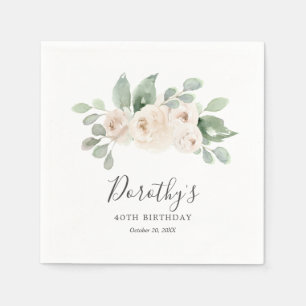 Serviette En Papier Serviettes personnalisées 40e anniversaire Rose bl