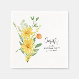 Serviette En Papier Serviettes personnalisées 90e anniversaire Jaune F