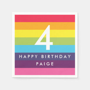 Serviette En Papier Serviettes personnalisées à rayures arc-en-ciel