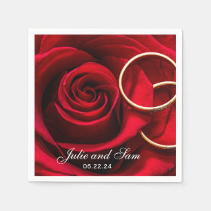 Serviette En Papier Serviettes personnalisées avec rose rouge et annea