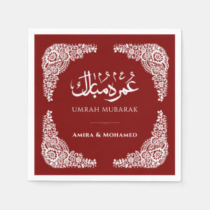 Serviette En Papier Serviettes personnalisées Burgundy Umrah Mubarak e