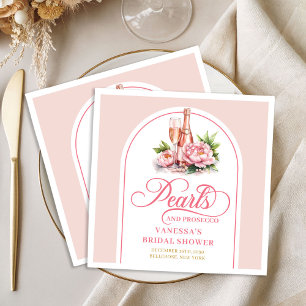 Serviette En Papier Serviettes personnalisées chic perles et prosecco