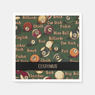 Serviette En Papier Serviettes personnalisées de boules de billard