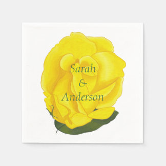 Serviette En Papier Serviettes personnalisées de rose jaune vif