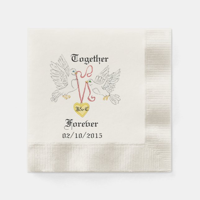 Serviette En Papier Serviettes personnalisées Doves d'amour (Devant)