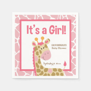 Serviette En Papier Serviettes personnalisées Girafe rose C'est une fi
