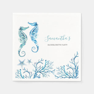 Serviette En Papier Serviettes personnalisées Licorne de mer aquarelle