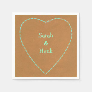 Serviette En Papier Serviettes personnalisées marron foncé turquoise