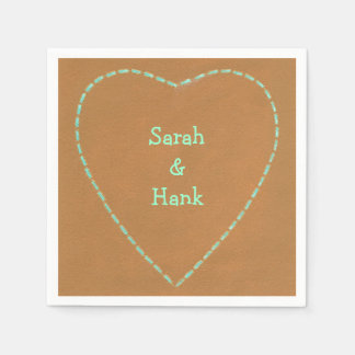 Serviette En Papier Serviettes personnalisées marron foncé turquoise