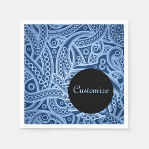 Serviette En Papier Serviettes personnalisées Motif Funky Blue Paisley