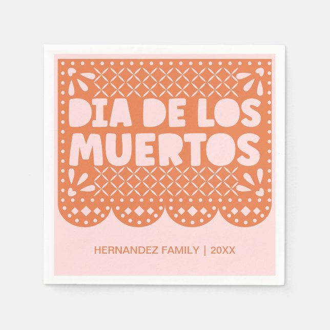 Serviette En Papier Serviettes personnalisées Orange Dia de los Muerto (Devant)