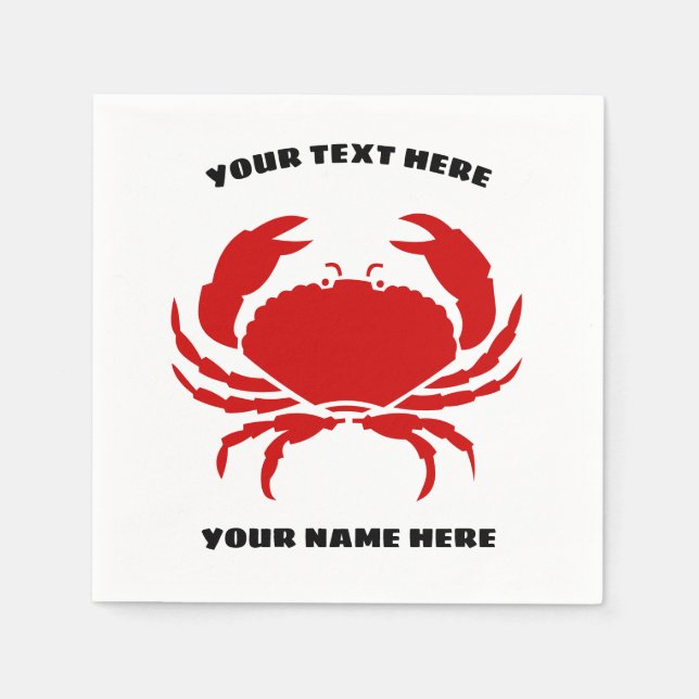 Serviette En Papier Serviettes personnalisées pour le logo crabe rouge (Devant)