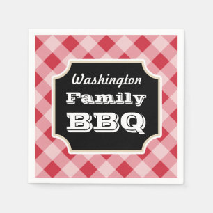 Serviette En Papier Serviettes personnalisées Red En vichy Family BBQ 