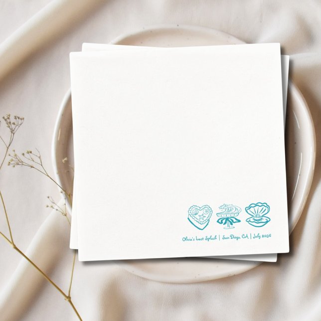 Serviette En Papier Serviettes personnalisées sarcelle pour enterremen (Personalized Last Splash Bachelorette Decor Napkin)