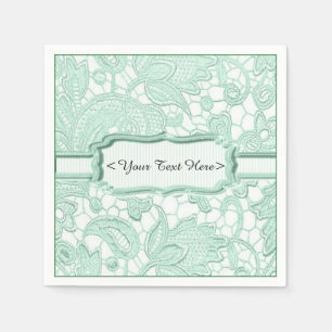 Serviette En Papier Serviettes Personnalisées Vert Élégant Broderie An