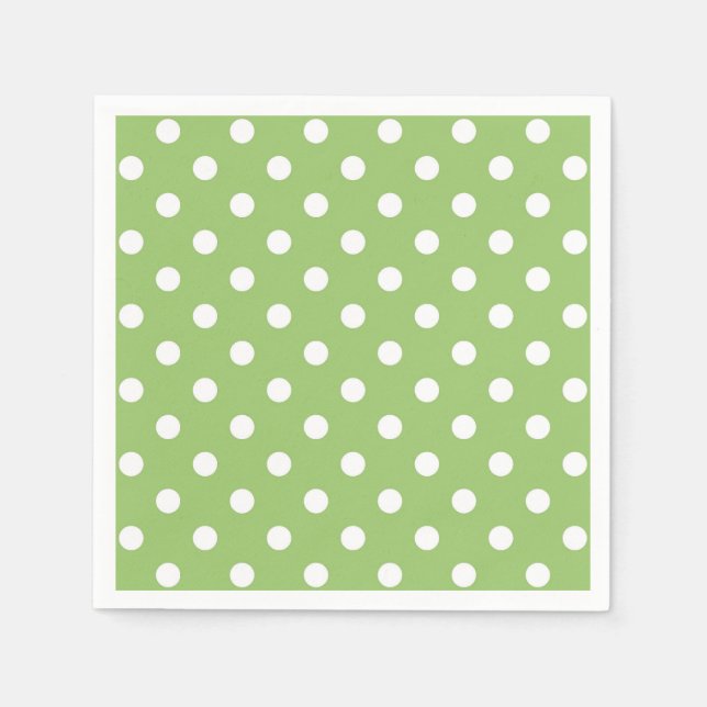 Serviette En Papier Serviettes Pois vertes et blanches (Devant)
