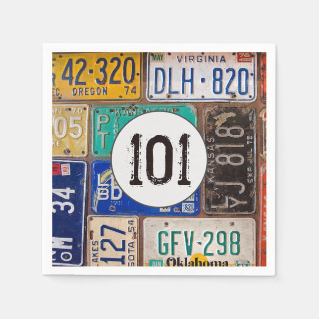 Serviette En Papier Serviettes pour 101e anniversaire avec plaque d'im (Devant)