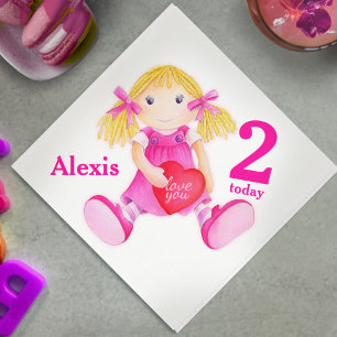 Serviette En Papier Serviettes pour 2e anniversaire de filles de l'art