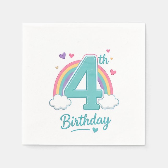 Serviette En Papier Serviettes pour 4ème anniversaire (Devant)
