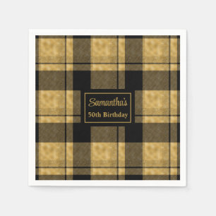 Serviette En Papier Serviettes pour 50e anniversaire Noir Or Cadeau pe