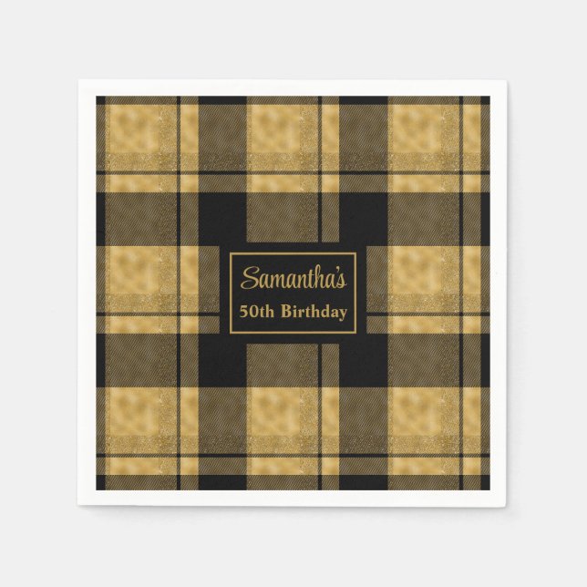 Serviette En Papier Serviettes pour 50e anniversaire noir or personnal (Devant)