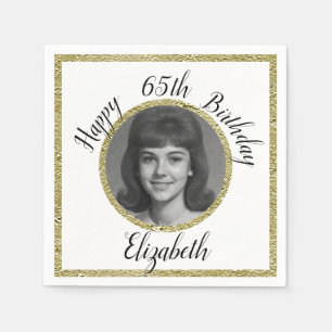 Serviette En Papier Serviettes pour 65e anniversaire avec photo person