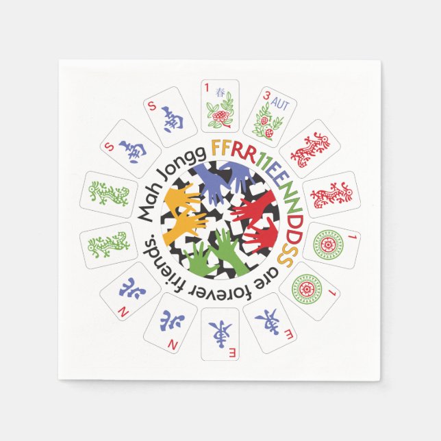 Serviette En Papier Serviettes pour amis de Mahjong (Devant)