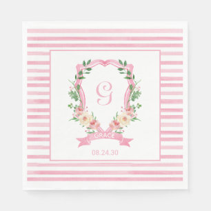 Serviette En Papier Serviettes pour Baby Shower avec blason floral ros