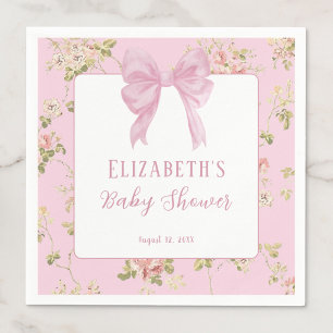 Serviette En Papier Serviettes pour Baby Shower avec Nœud Rose Floral