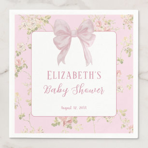 Serviette En Papier Serviettes pour Baby Shower avec Nœud Rose Floral