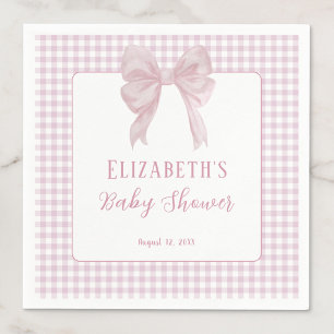 Serviette En Papier Serviettes pour Baby Shower avec Ruban Rose Gingha