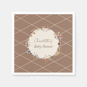 Serviette En Papier Serviettes pour Baby Shower beige à motif floral a