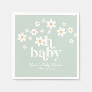 Serviette En Papier serviettes pour baby shower bohème vertes à motif 