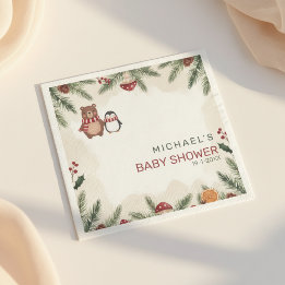 Serviette En Papier Serviettes pour Baby Shower Bois hivernal