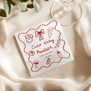 Serviette En Papier Serviettes pour Baby Shower Ciao Baby Pizza Italie