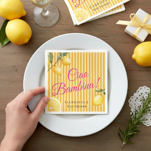 Serviette En Papier Serviettes pour Baby Shower Ciao Bambina écriture