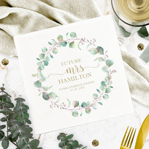 Serviette En Papier Serviettes pour Baby Shower Couronne de Eucalyptus