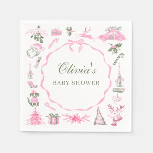 Serviette En Papier Serviettes pour Baby Shower de Noël rose
