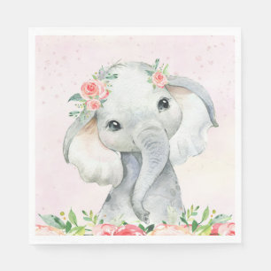 Serviette En Papier Serviettes pour baby shower éléphant bébé fille mi