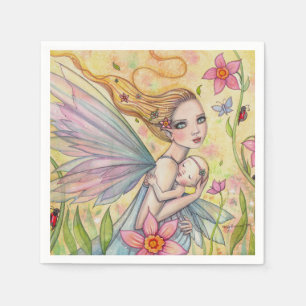 Serviette En Papier Serviettes pour Baby Shower Fille Fées Mère Bébé